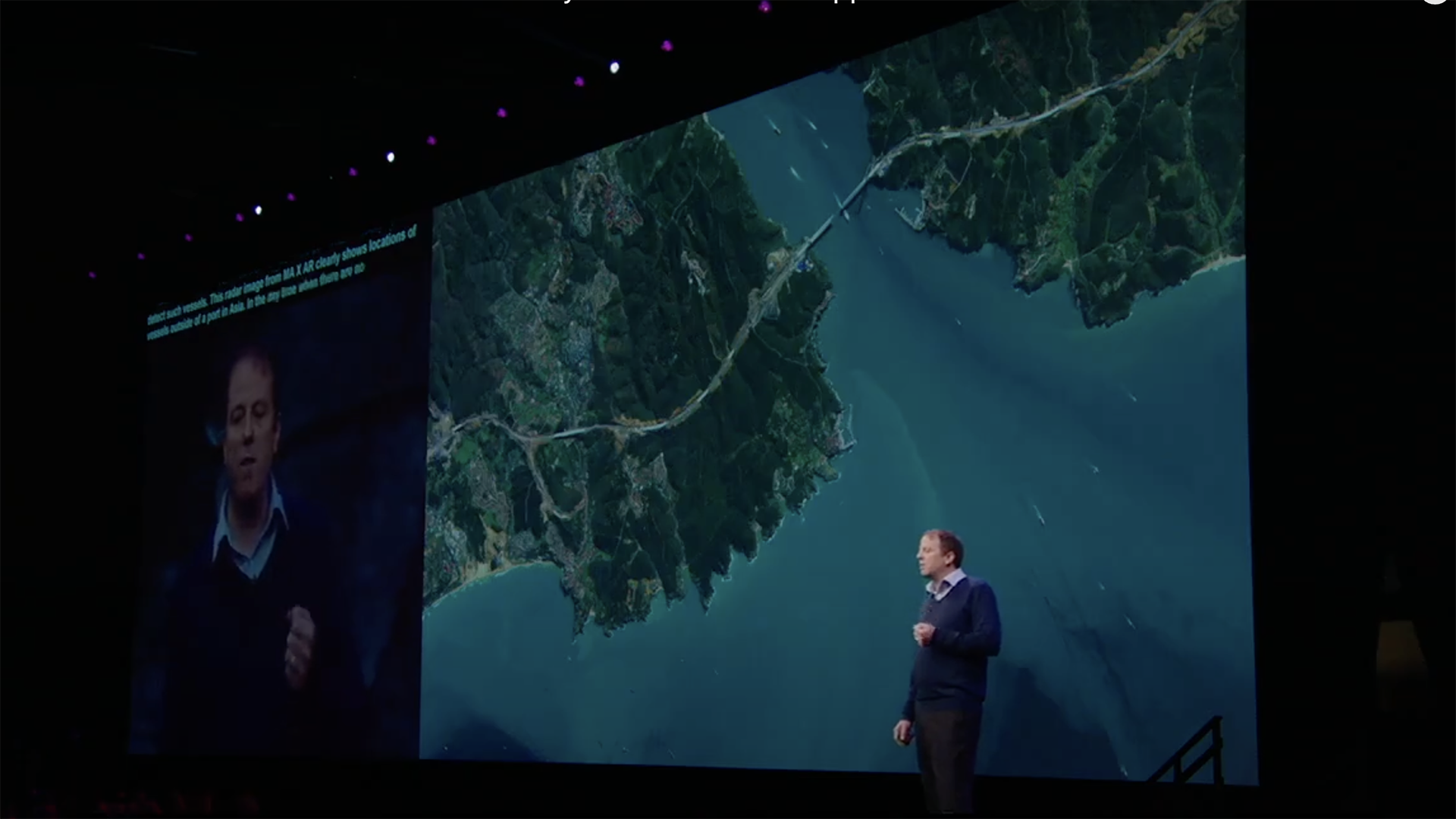 Nick Wise presenting on stage at Microsoft's Future Decoded in 2019