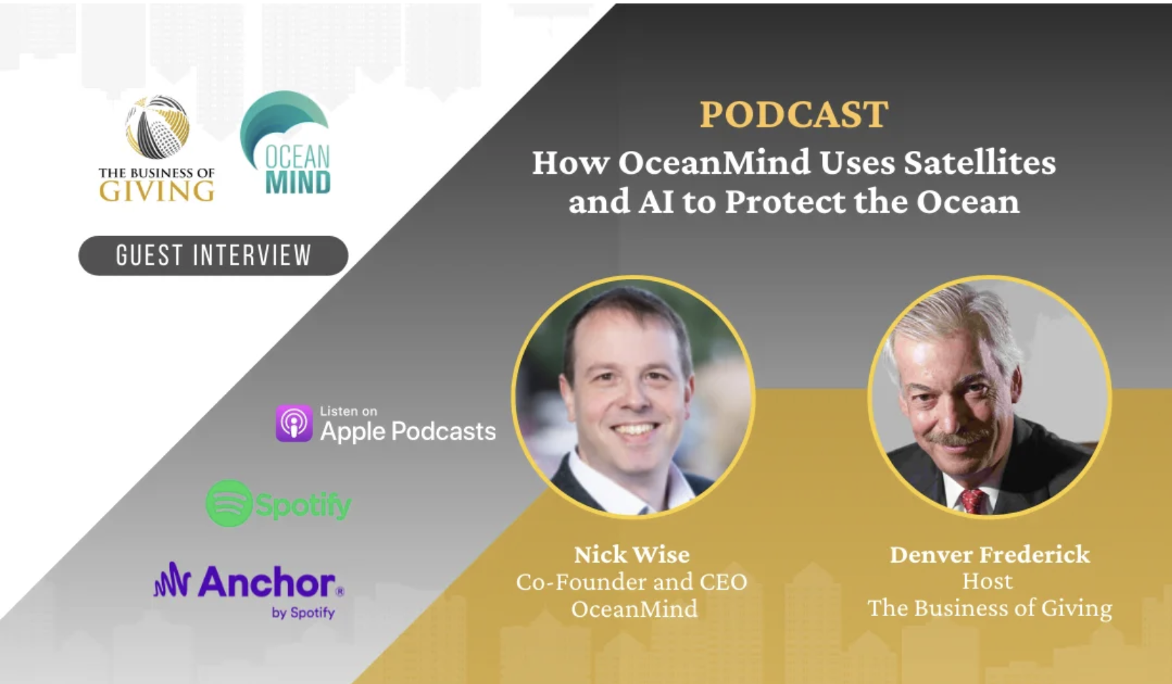 The Business of Giving podcast cover image with Nick Wise and Denver Frederick