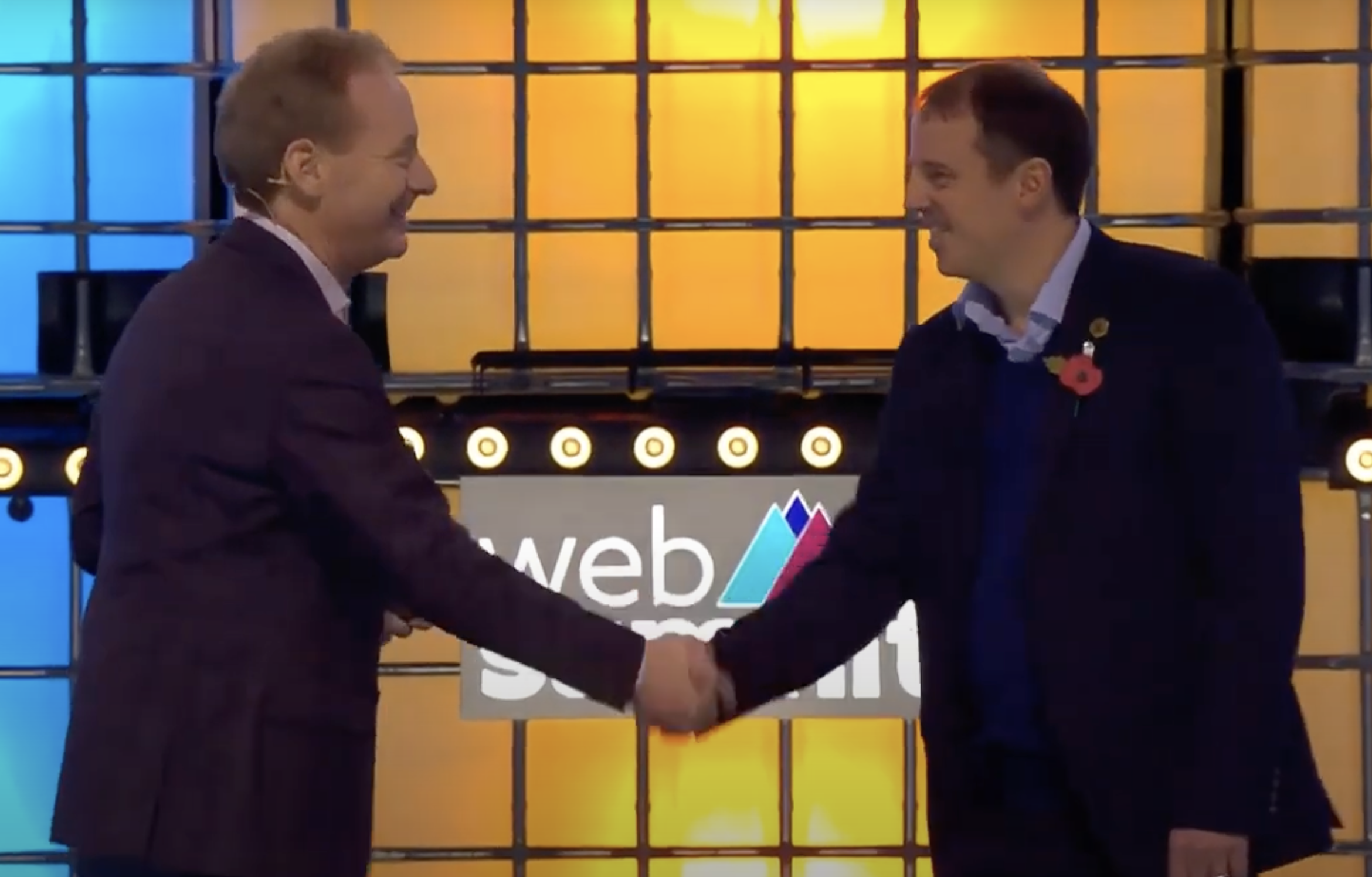 Nick Wise and Brad Smith on the stage at Web Summit 2020