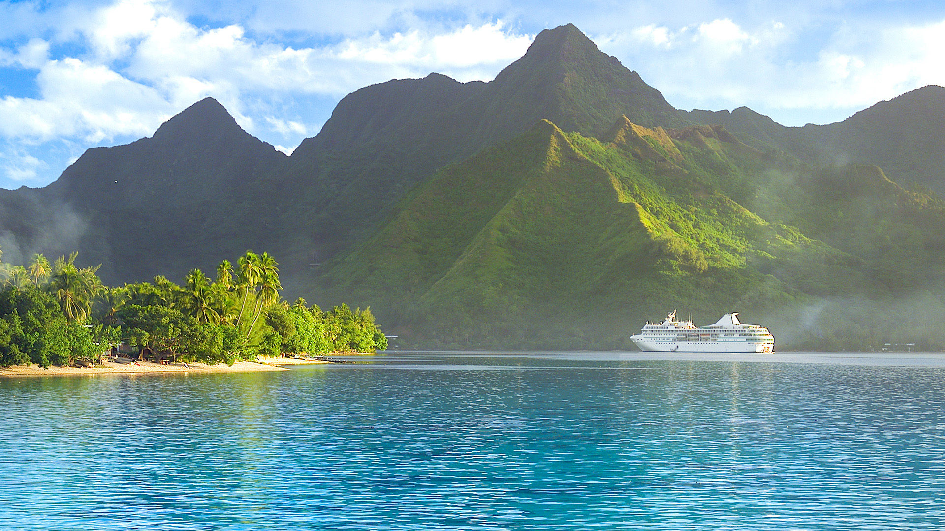 A cruise ship in French Polynesia