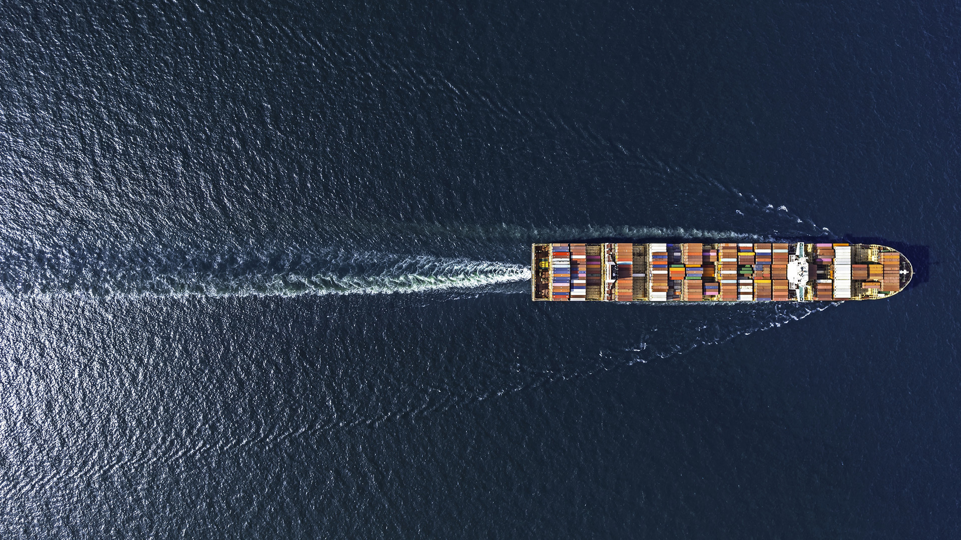 Container ship from overhead