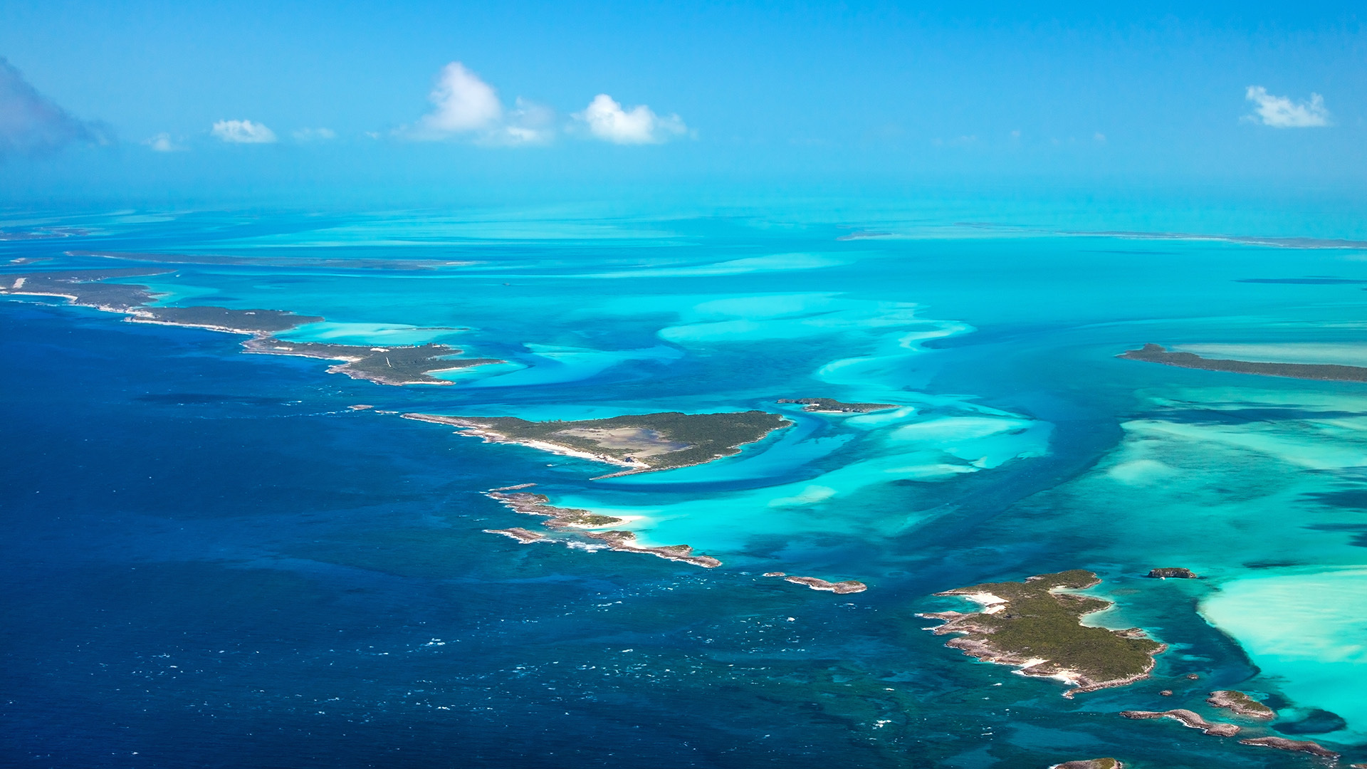 Aerial view of pristine tropical water
