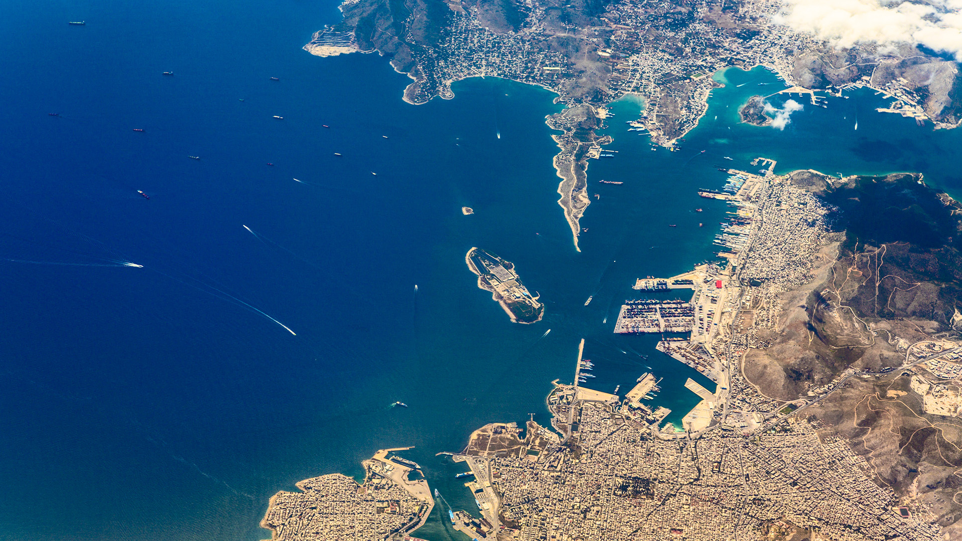 Satellite view of Athens, Greece and the adjacent Mediterranean