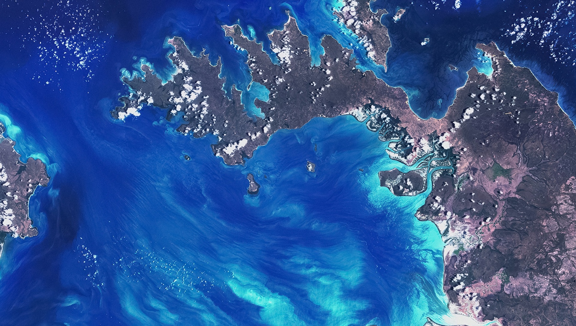 Satellite image of the ocean and land